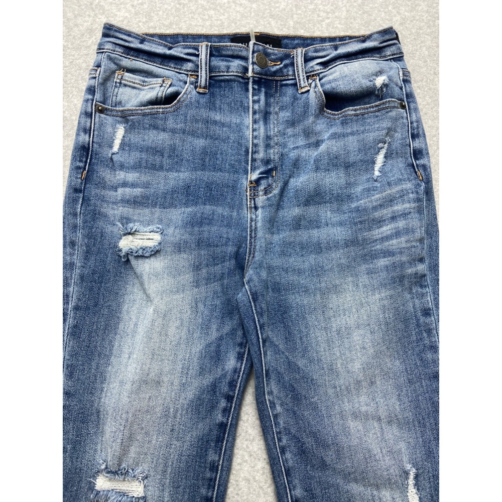 Risen Jeans Womens 28x25 Blue Denim‎ High Rise Straight Leg Frayed Hem Tag 7/28 - Picture 2 of 14